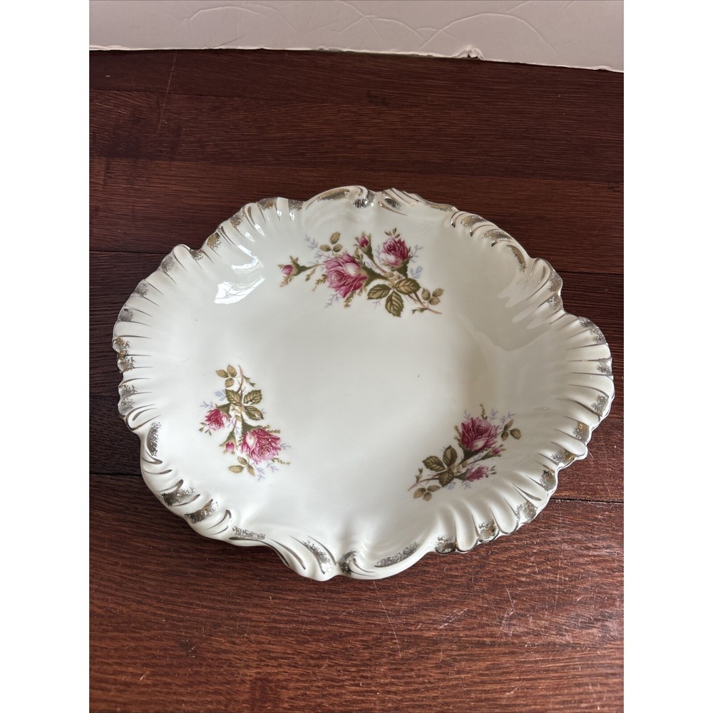 Vintage Prussia Pink Rose Flowered Decorative Oval 11" X 9"